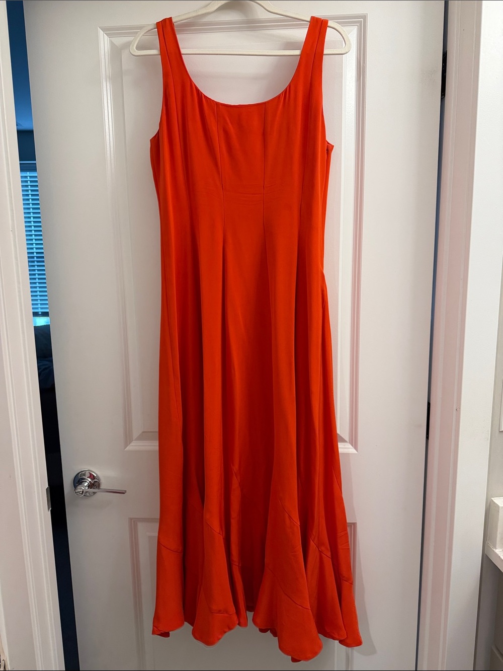 Loeffler Randall Bright Orange Scoop-Neck Maxi Dress